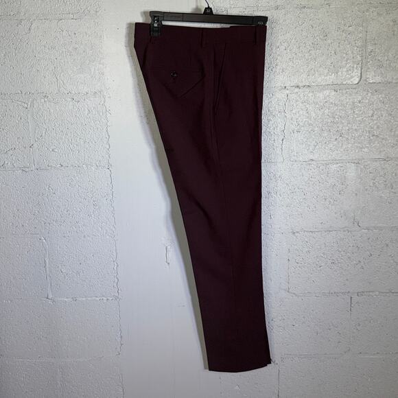 Bar III Men S Slim-Fit Wool Blend Stretch Dress Pants Berry Red 30x30 - Picture 6 of 9